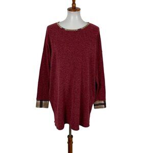 Eloges Red Knit Tunic Top Large Long Sleeve Sweater Boho Fall Casual‎